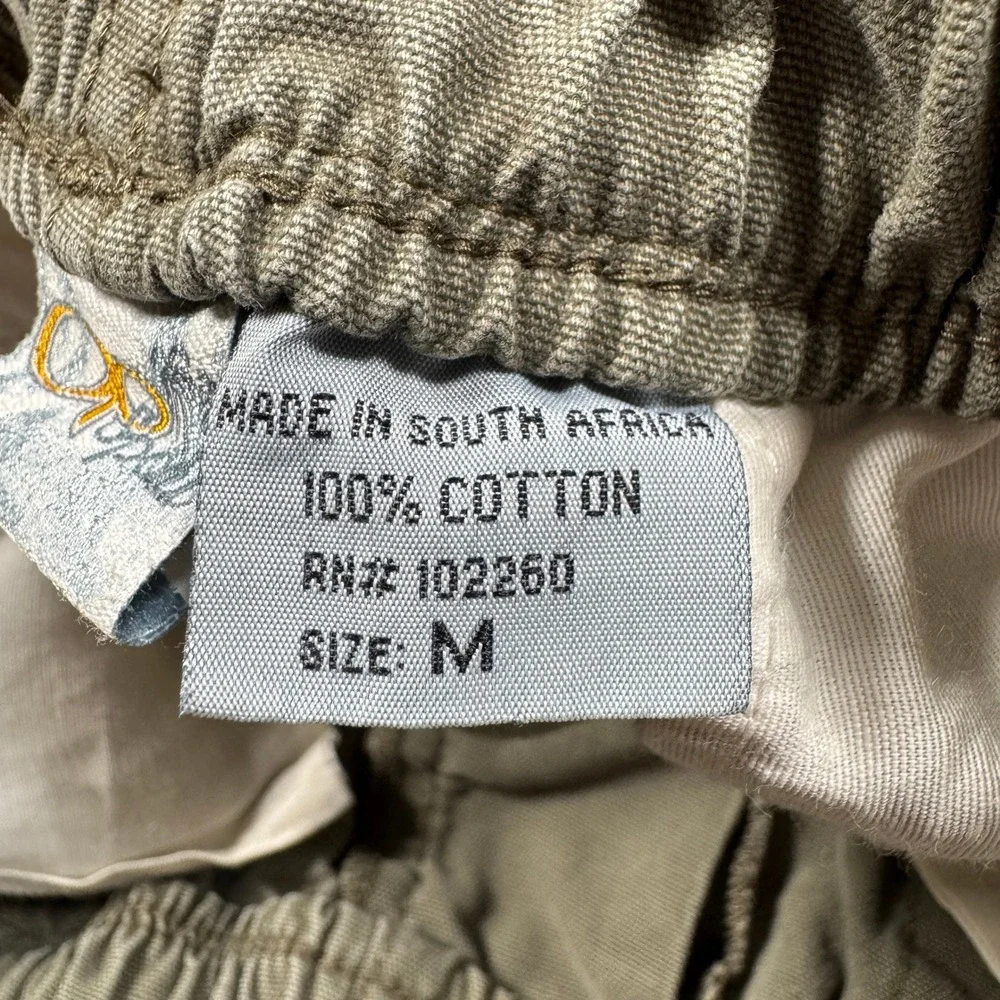 Vintage Ocean Pacific Mens Cargo Pants Olive‎ Green Elastic Waist Cotton Medium